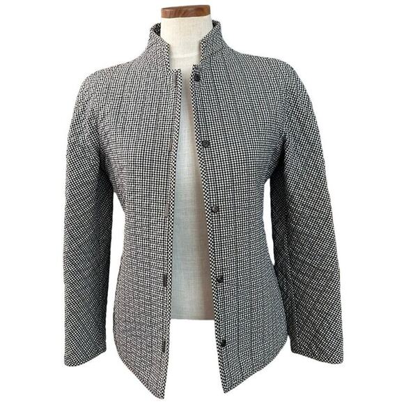Armani Collezioni Quilted Gingham Jacket Blazer Black White Check Size 4 Italy - Picture 1 of 14